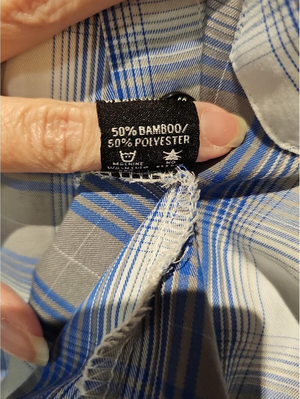 Dixxon Flannel Morse Bamboo Large L Blue Gray Plaid Short Sleeve Women's Shirt - Picture 8 of 9